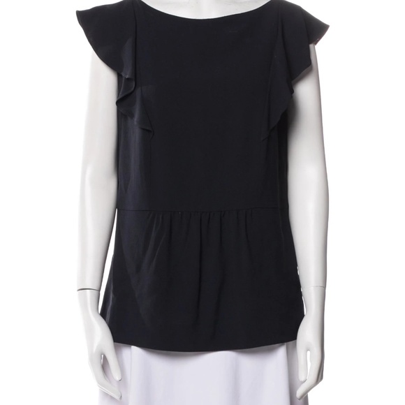 Vintage PRADA 2000's Short Sleeve Dark Blue/Black Blouse Shirt Top - Picture 1 of 8